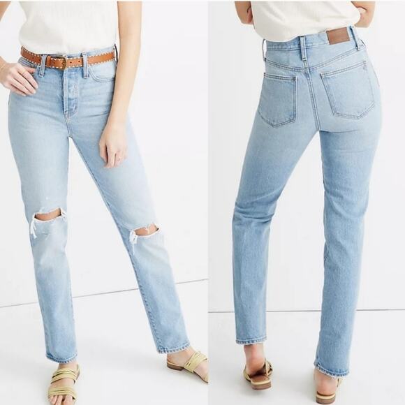 Madewell Full Length Classic Straight Jeans Raw Hem - Picture 2 of 9